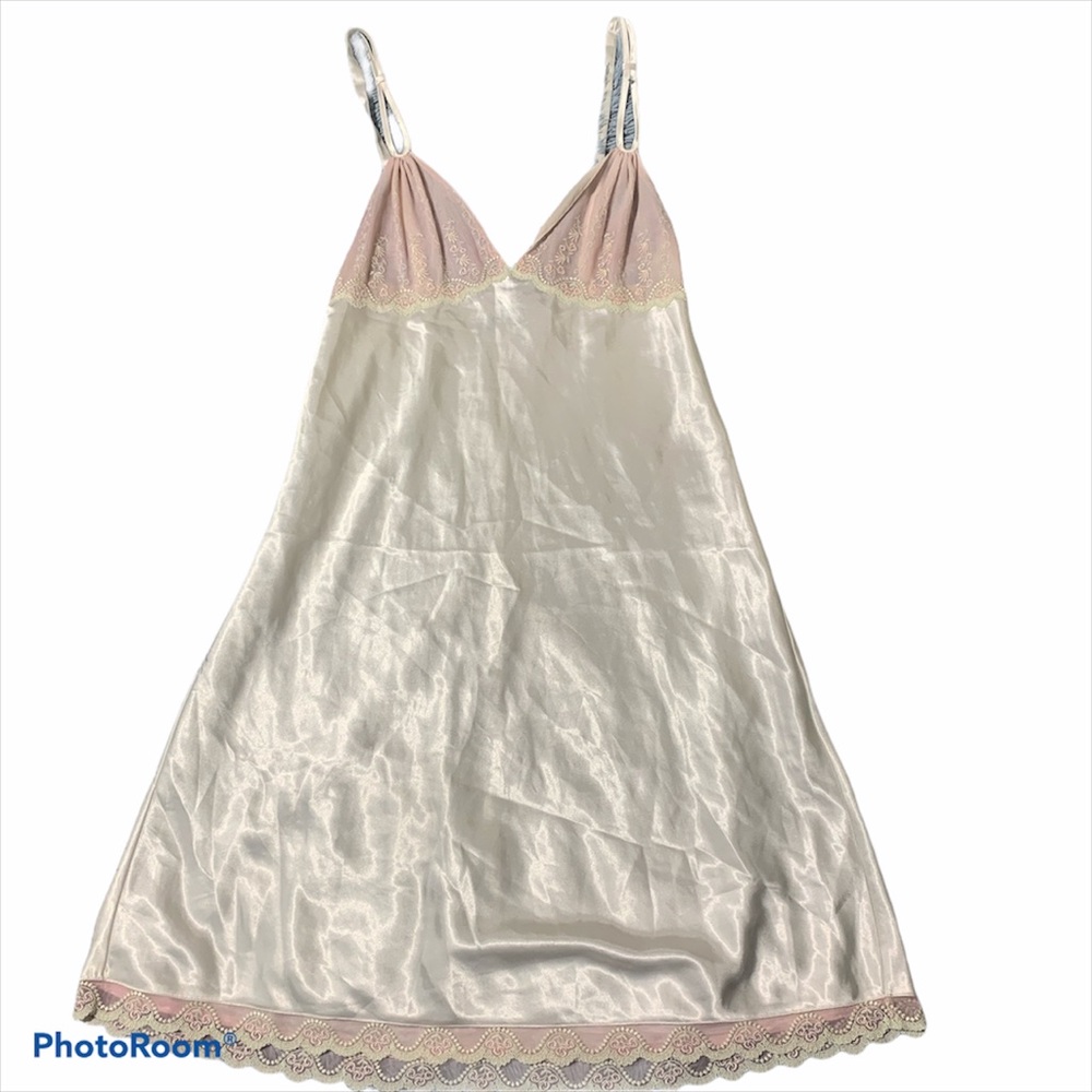 Oscar de la Renta Cream Pink Nightgown chemise S